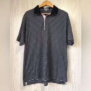 Peter Millar Men’s Striped Performance Polo Black White Size XL EUC